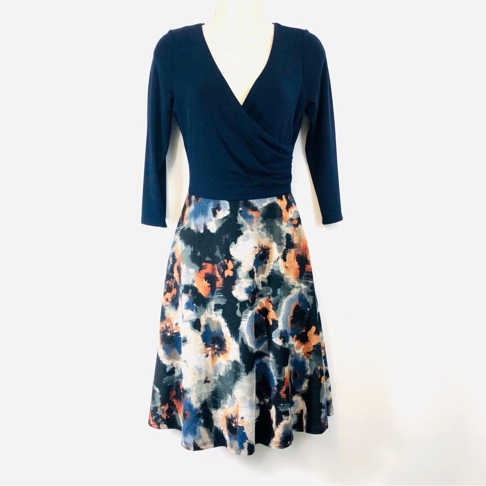Hail3y:23 Blue Fit and Flare Wrap Top Dress